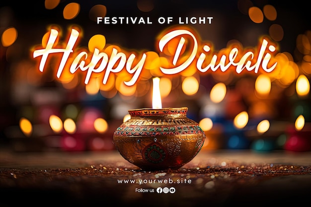 Fundo feliz de diwali e banner de diwali