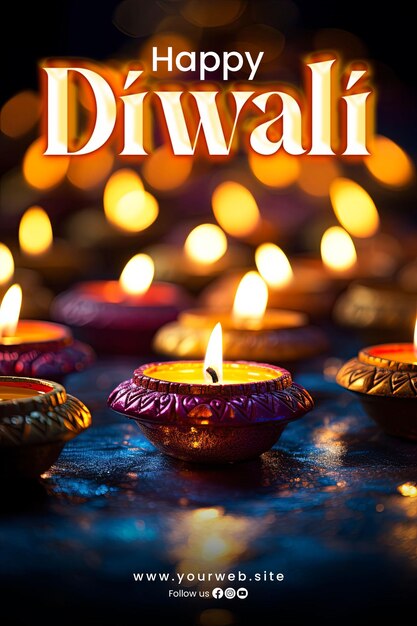 Fundo feliz de diwali e pôster de diwali