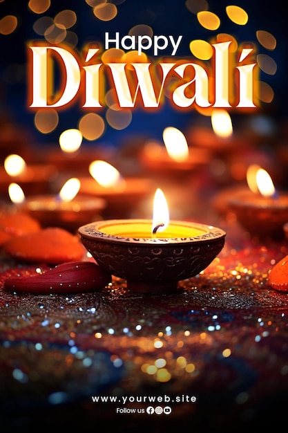 Fundo feliz de diwali e pôster de diwali