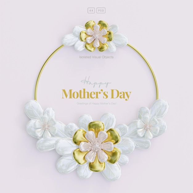 Fundo floral do cartão do dia das mães com flores e folhas bonitas decorativas