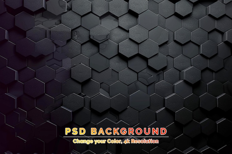 PSD fundo hexagonal abstrato muitos hexágonos pretos de várias alturas