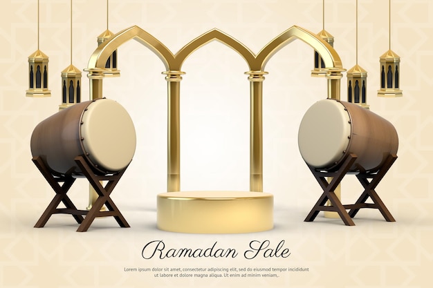 Fundo islâmico do pódio do produto dourado do Ramadhan