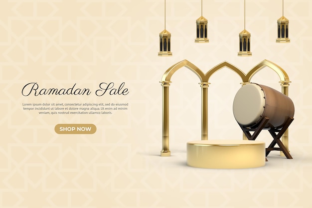 Fundo islâmico do pódio do produto dourado do Ramadhan