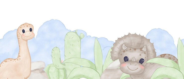 PSD fundo ou fundo de borda com ilustração infantil com dinossauros