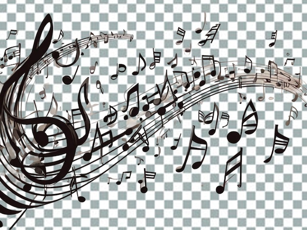 PSD fundo preto com notas musicais