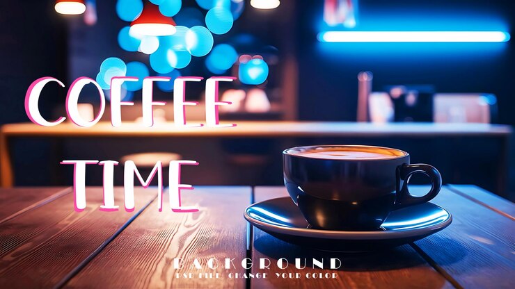 PSD fundo realista chuvoso e café fresco