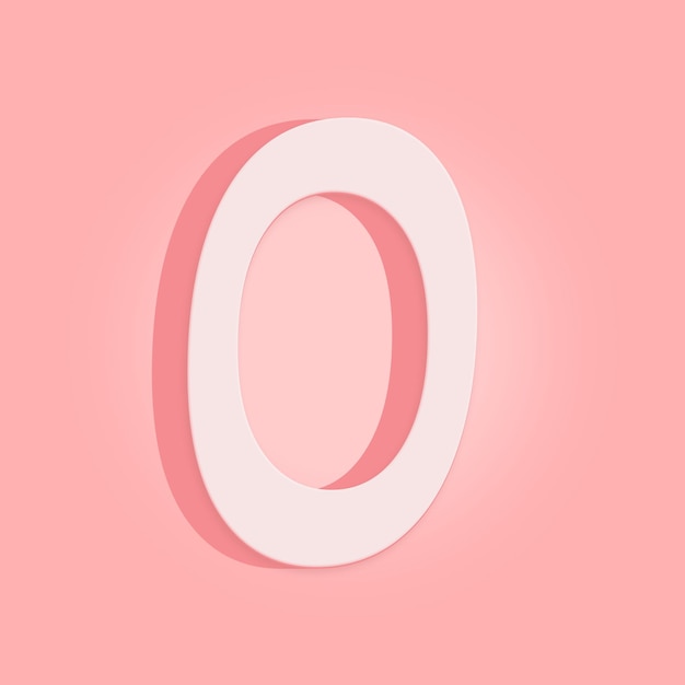 fundo rosa com um número 3D branco 0