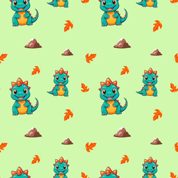fundo sem costura com ilustração de dinossauro