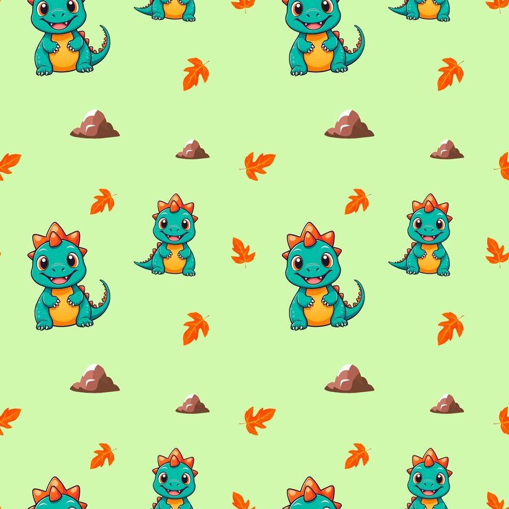 PSD fundo sem costura com ilustração de dinossauro