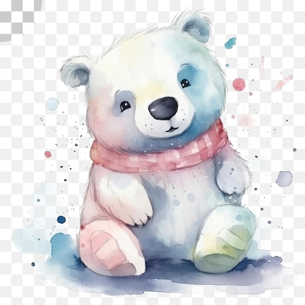 PSD fundo transparente aquarela de urso polar