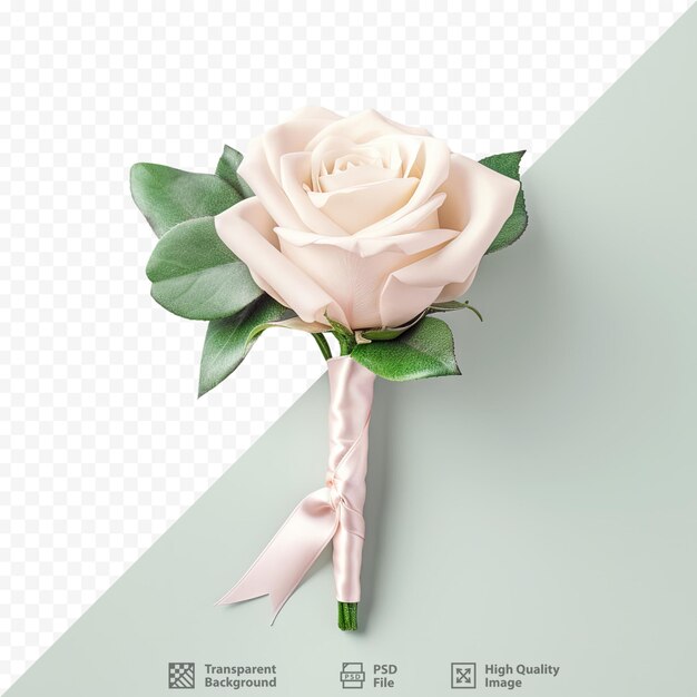 PSD fundo transparente com boutonniere do noivo com uma rosa