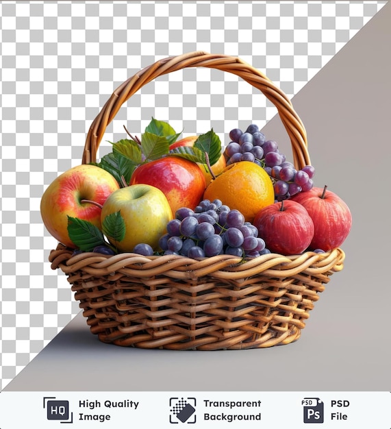 PSD fundo transparente com cesta de frutas isolada