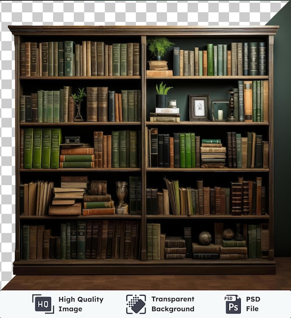 Fundo transparente com estante de livros fotográfico realista isolado librarian_s