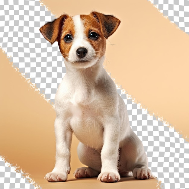 PSD fundo transparente com filhote de cachorro jack russell terrier em pé isolado