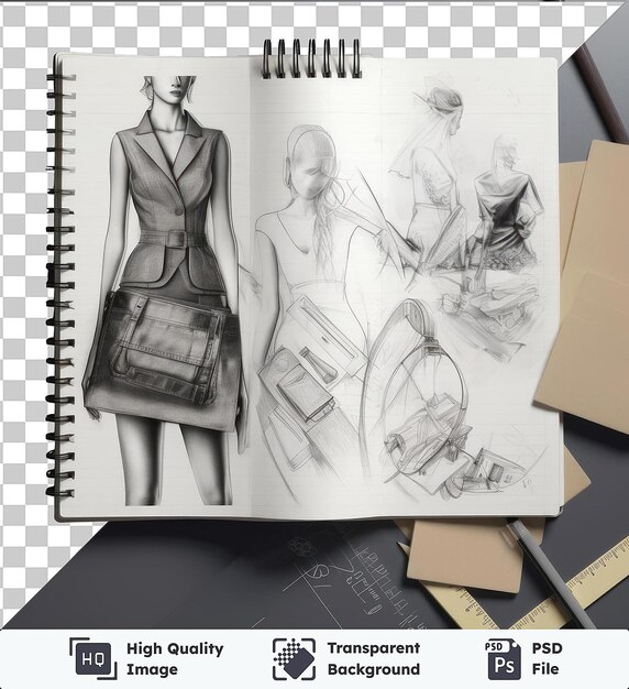 PSD fundo transparente com fotografia realista isolada desenhista de moda_s sketchpad