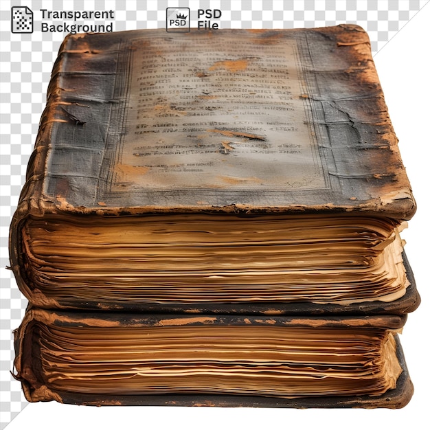 PSD fundo transparente com fotógrafos realistas isolados teólogos textos antigos com um livro marrom à esquerda