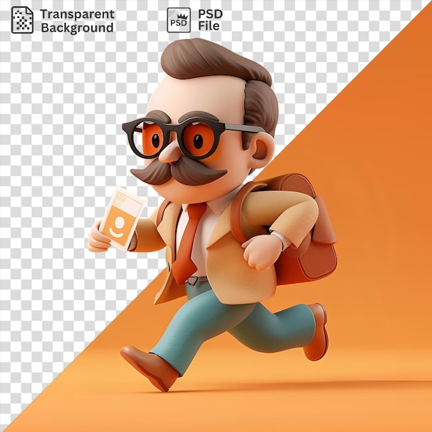 PSD fundo transparente com isolado 3d con artista de desenho animado executando um vigarista