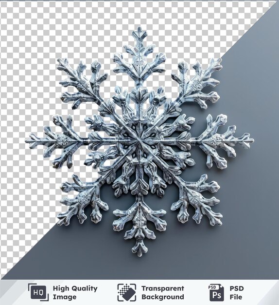 PSD fundo transparente com isolado 3d icof floco de neve de natal em um fundo cinza