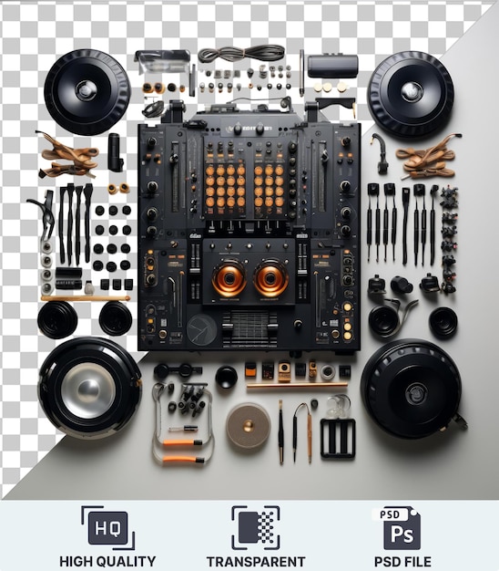 PSD fundo transparente com isolado de alta tecnologia de música eletrônica equipamento de dj definir nenhuma imagem para fornecer uma legenda para