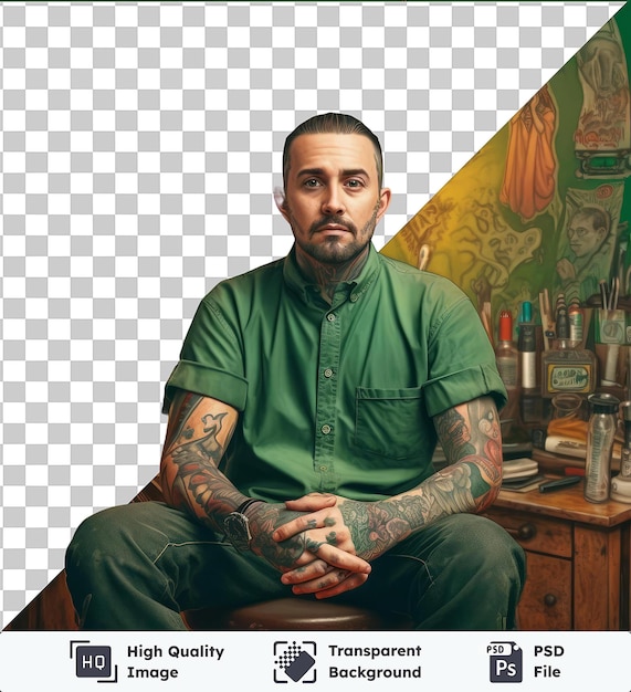 PSD fundo transparente com isolado fotográfico realista tatuador _ s estúdio de tatuagem foto por pessoa