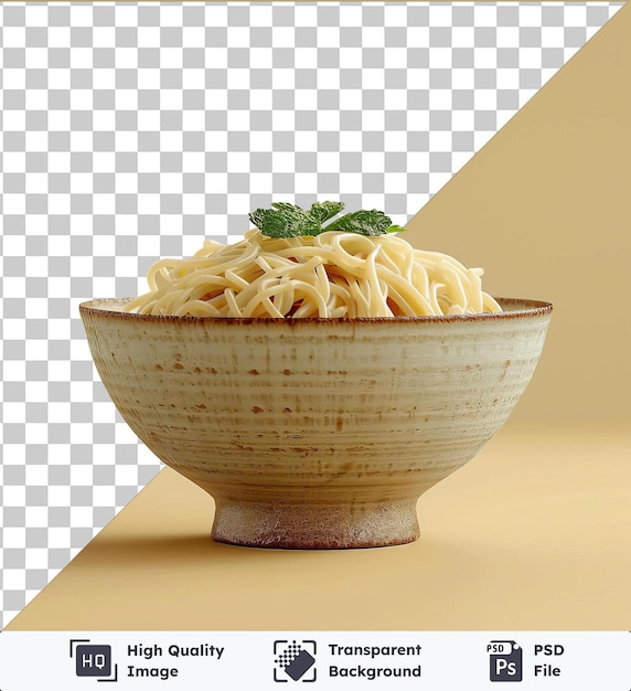 PSD fundo transparente com macarrão de soba vegetal isolado em uma tigela