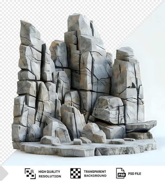 PSD fundo transparente com modelo 3d isolado da floresta de pedra