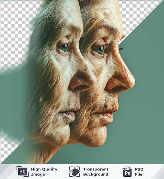 PSD fundo transparente com mulher isolada39s rosto envelhecimento comparação conjunto de fotos de estoque