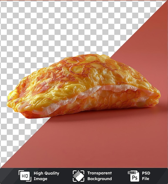 PSD fundo transparente com omelete de queijo isolado sobre um fundo rosa