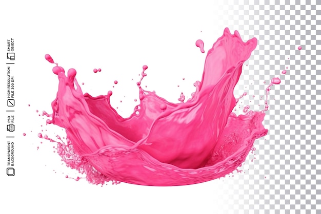 PSD fundo transparente com pink splash para projetos de promoção de bebidas