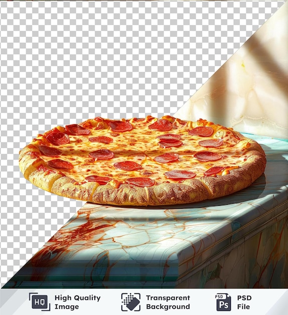PSD fundo transparente com pizza de estilo regina isolada em uma mesa