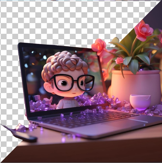 Fundo transparente com software de codificação de desenhos animados de programador 3d isolado