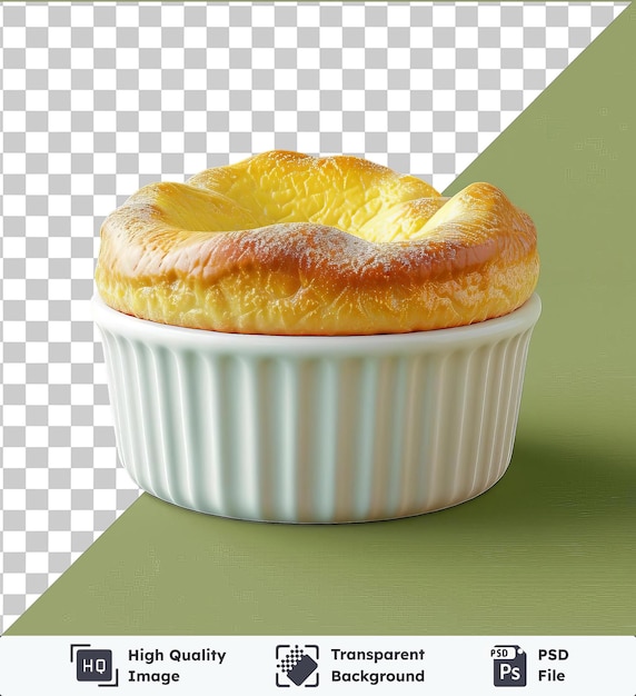 PSD fundo transparente com souffle de queijo isolado numa tigela branca