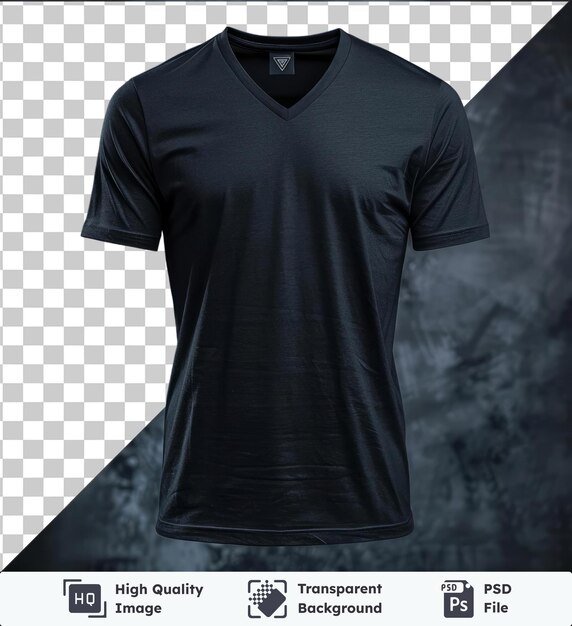 Fundo transparente com vista frontal isolada capturar uma camiseta premium ónix materiais técnicos tecido etiqueta cor tamanho cor material material material material