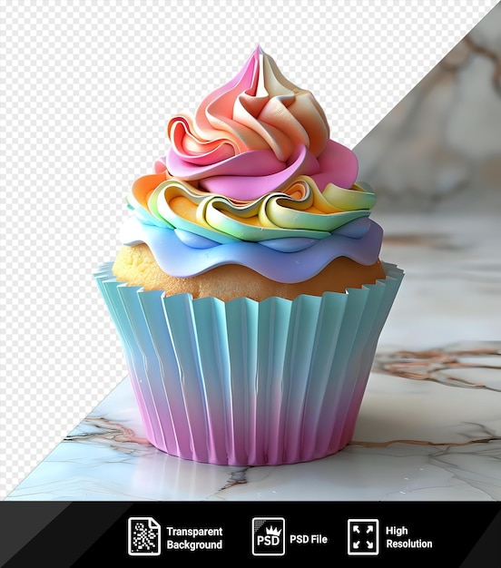 Fundo transparente cupcake arco-íris png clipart com um cupcake azul e um papel branco png