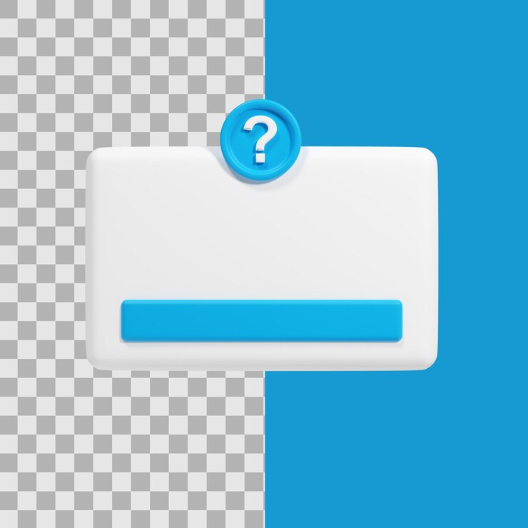 PSD fundo transparente da caixa de pergunta azul da ilustração 3d