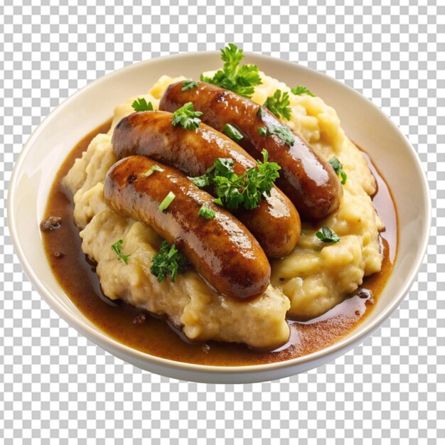 PSD fundo transparente de bangers e mash