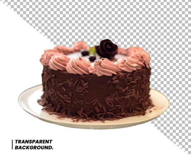 PSD fundo transparente de bolo de chocolate delicioso