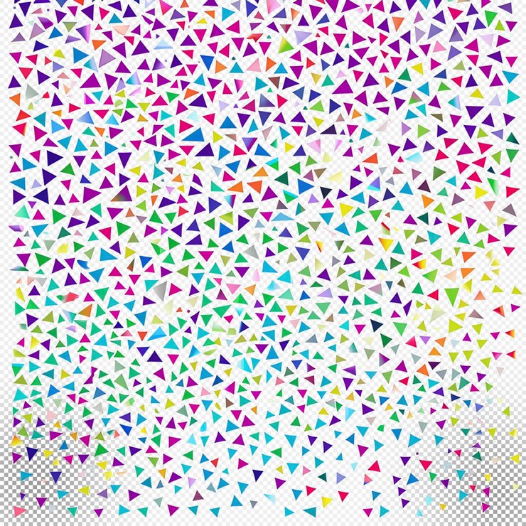 PSD fundo transparente de confete colorido triangular