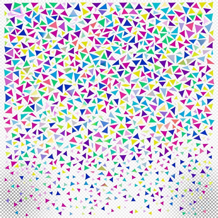 PSD fundo transparente de confete colorido triangular