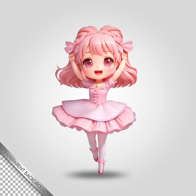 Fundo transparente de desenho animado fofo de personagem chibi