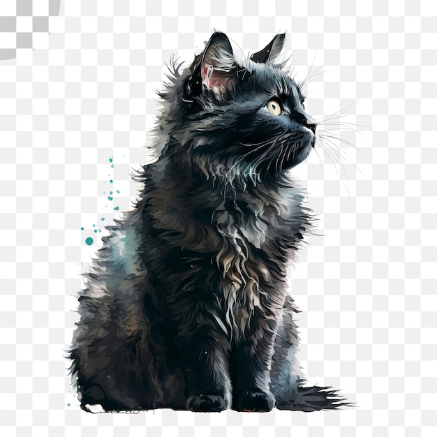 PSD fundo transparente de gato preto