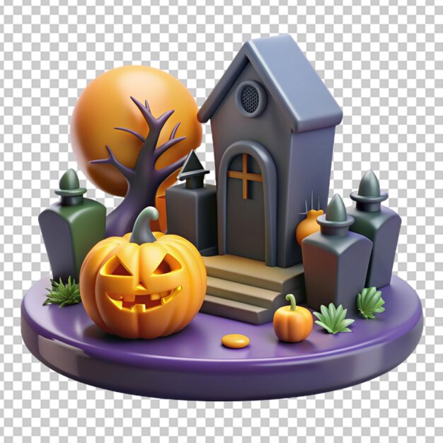 PSD fundo transparente de halloween em 3d