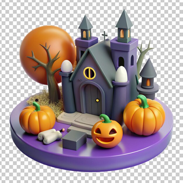 PSD fundo transparente de halloween em 3d