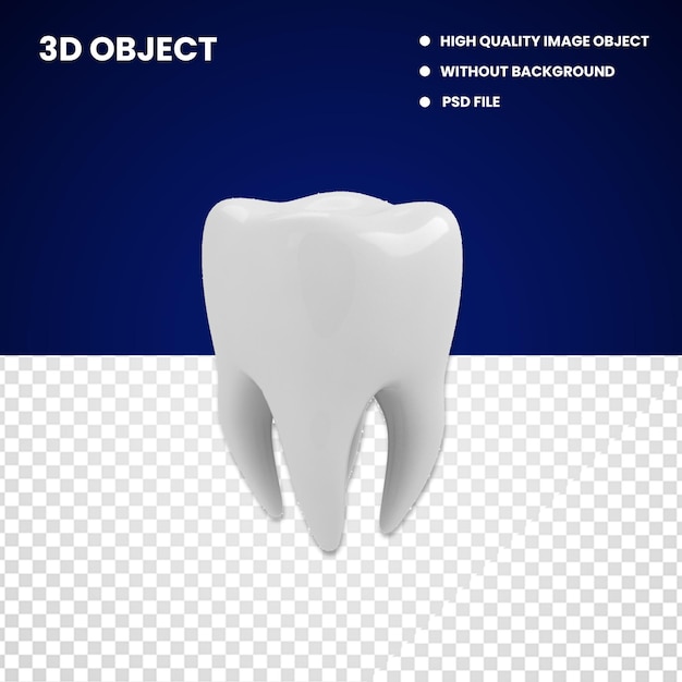 PSD fundo transparente de png de dente 3d