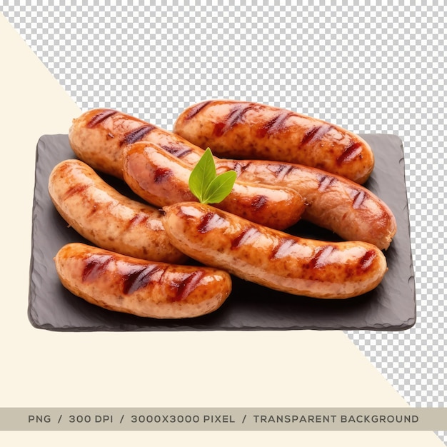 PSD fundo transparente de salsichas bratwurst alemãs grelhadas