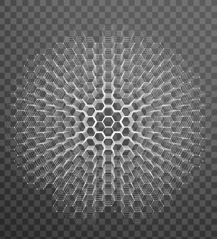 PSD fundo transparente de vento de explosão hexagonal branco
