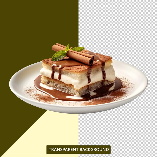 PSD fundo transparente delicioso doce tiramisu original