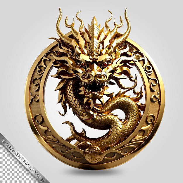 Fundo transparente do emblema do dragão chinês