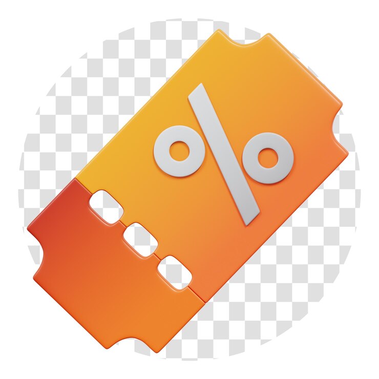 PSD fundo transparente do ícone 3d de desconto de renderização 3d