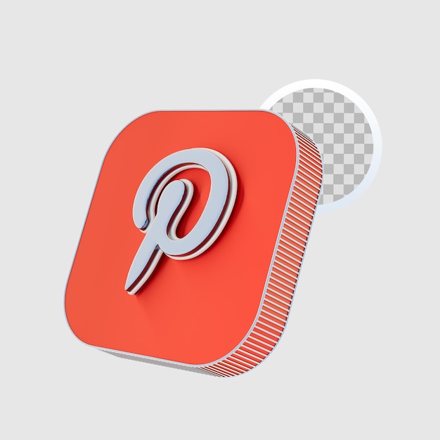 PSD fundo transparente do ícone do pinterest 3d psd premium